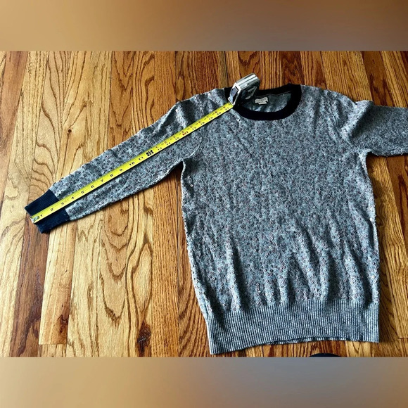 J. Crew Wool Blend Scattered Sequin Sweater Gray with Navy - Medium - Picture 7 of 9